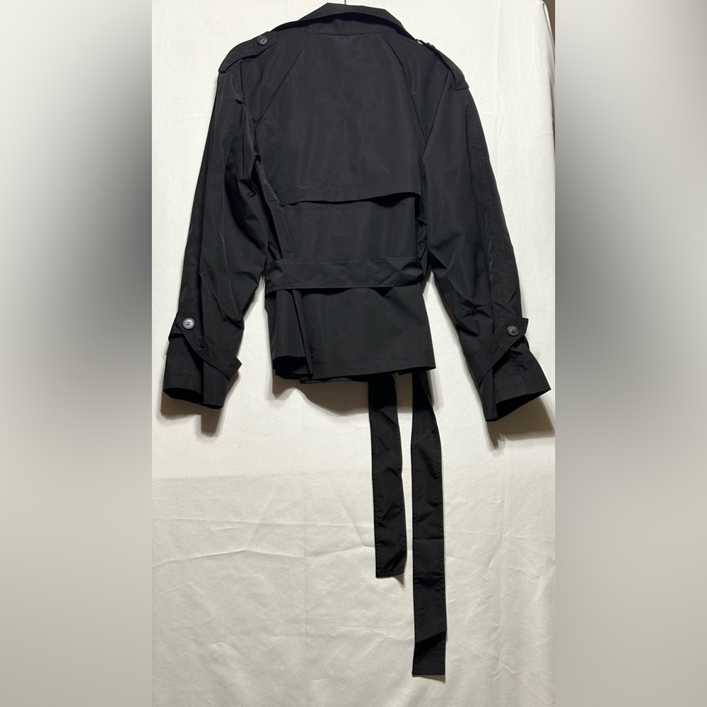Black Double-Breasted Half-Trench Jacket Large - Picture 2 of 3